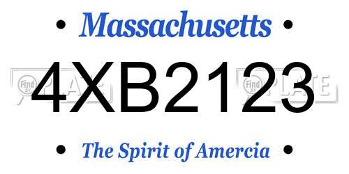 4XB2123 Massachusetts License Plate