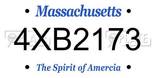4XB2173 Massachusetts License Plate