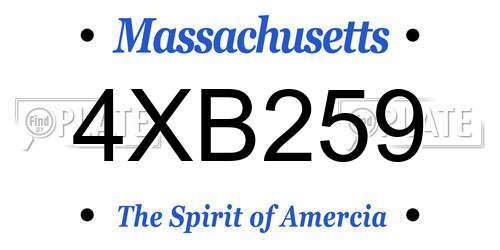 4XB259 Massachusetts License Plate
