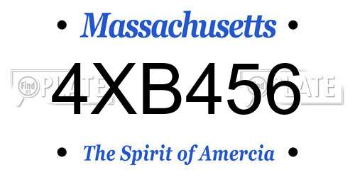 4XB456 Massachusetts License Plate