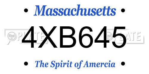 4XB645 Massachusetts License Plate