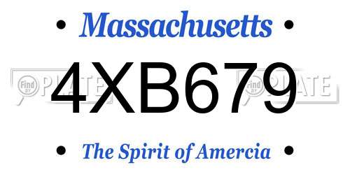 4XB679 Massachusetts License Plate