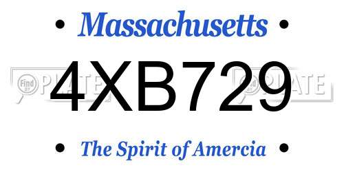 4XB729 Massachusetts License Plate