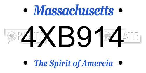 4XB914 Massachusetts License Plate