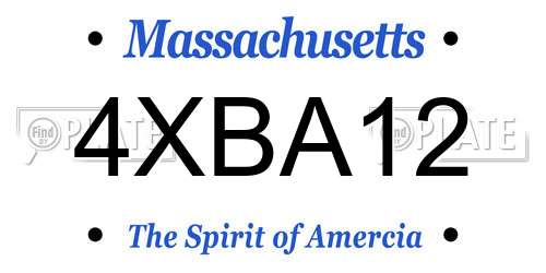 4XBA12 Massachusetts License Plate