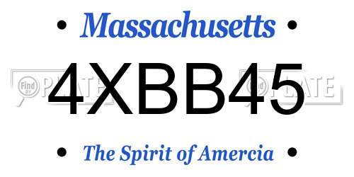 4XBB45 Massachusetts License Plate