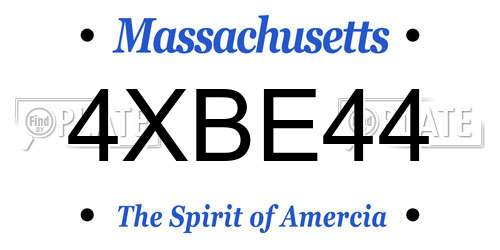 4XBE44 Massachusetts License Plate
