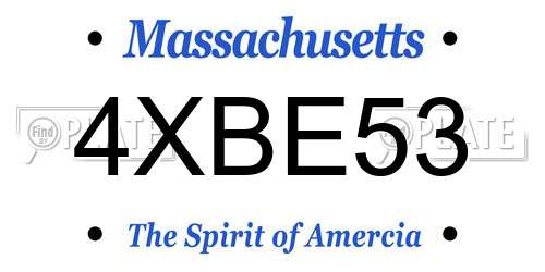 4XBE53 Massachusetts License Plate