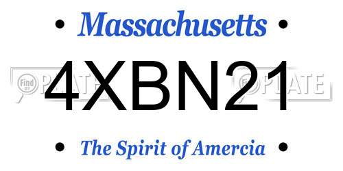 4XBN21 Massachusetts License Plate
