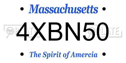 4XBN50 Massachusetts License Plate