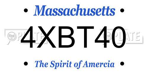 4XBT40 Massachusetts License Plate
