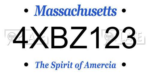 4XBZ123 Massachusetts License Plate