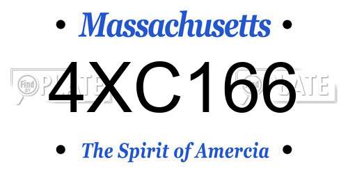 4XC166 Massachusetts License Plate