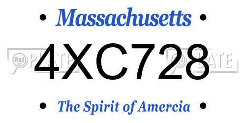 4XC728 Massachusetts License Plate