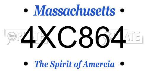 4XC864 Massachusetts License Plate