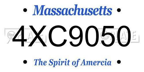 4XC9050 Massachusetts License Plate