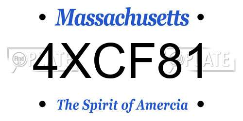 4XCF81 Massachusetts License Plate