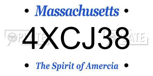 4XCJ38 Massachusetts License Plate
