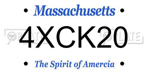 4XCK20 Massachusetts License Plate