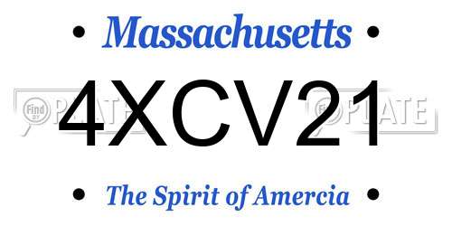 4XCV21 Massachusetts License Plate