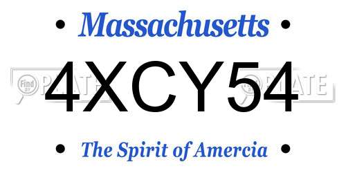 4XCY54 Massachusetts License Plate