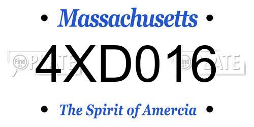 4XD016 Massachusetts License Plate