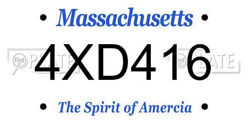 4XD416 Massachusetts License Plate