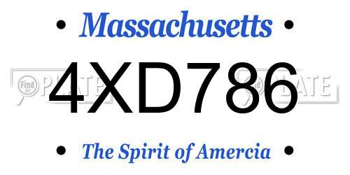 4XD786 Massachusetts License Plate