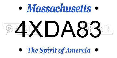 4XDA83 Massachusetts License Plate