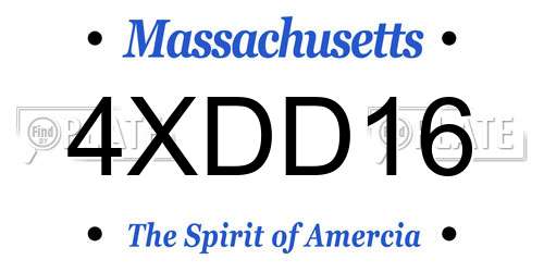 4XDD16 Massachusetts License Plate