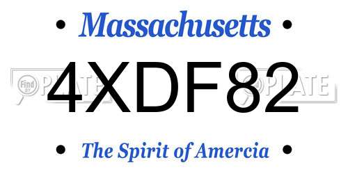 4XDF82 Massachusetts License Plate