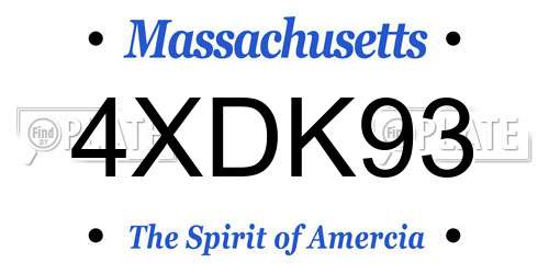 4XDK93 Massachusetts License Plate
