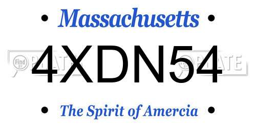 4XDN54 Massachusetts License Plate