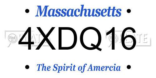 4XDQ16 Massachusetts License Plate