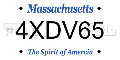 4XDV65 Massachusetts License Plate