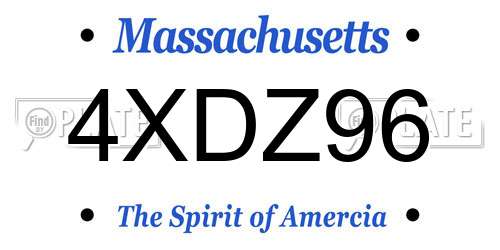 4XDZ96 Massachusetts License Plate