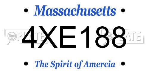 4XE188 Massachusetts License Plate