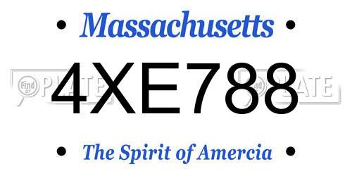 4XE788 Massachusetts License Plate