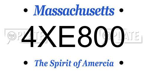 4XE800 Massachusetts License Plate