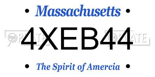 4XEB44 Massachusetts License Plate