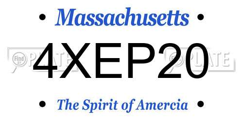 4XEP20 Massachusetts License Plate