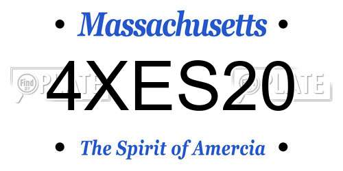 4XES20 Massachusetts License Plate