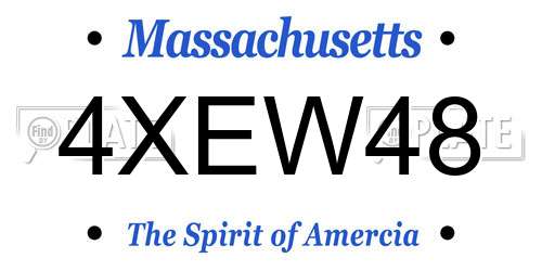 4XEW48 Massachusetts License Plate