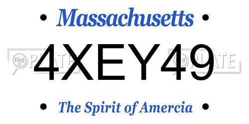 4XEY49 Massachusetts License Plate