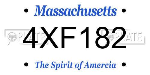 4XF182 Massachusetts License Plate