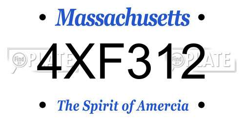 4XF312 Massachusetts License Plate