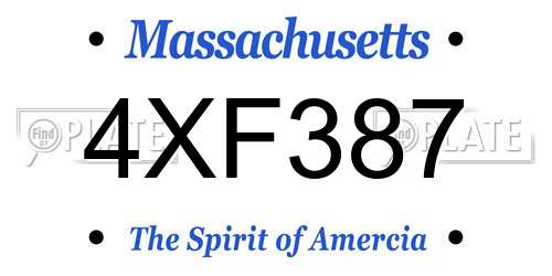 4XF387 Massachusetts License Plate