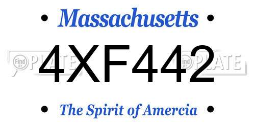 4XF442 Massachusetts License Plate