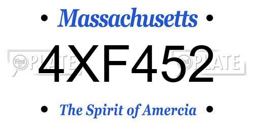 4XF452 Massachusetts License Plate