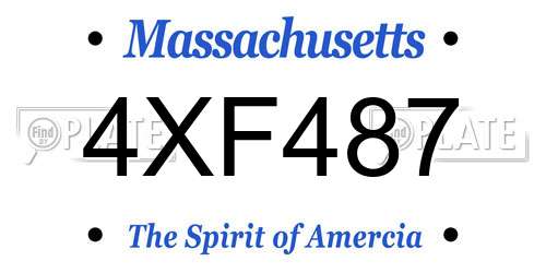 4XF487 Massachusetts License Plate